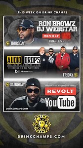 27K views · 215 reactions | 勞 Ron Browz talks about his experience producing #Ether on this NEW Drink Champs with #DJWebStar! THURSDAY REVOLT #TV  FRIDAY Black Effect Podcast Network  SATURDAY #YouTube   N.O.R.E DJ EFN #DrinkChamps  Morplay Studios ⚡️ Monster Energy | Drink Champs | Facebook