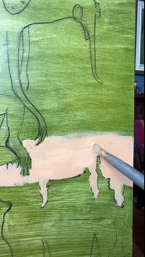 With a new painting, you have to start somewhere. For me, it is usually the background. It helps set the sense of what the characters are like. Also, it is easier to paint on top of a background than it is to paint around figures. #surrealism #surrealart #weirdart #foryoupage #artoftiktok #acrylicpainting #paintings #paintingprocessvideo ##howtopaint