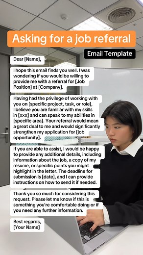 65K views · 473 reactions | Need to ask for a job referral? Use this template when you need to ask someone to help you put in a good word for the job you’re applying to. #referral #network #jobsearch #jobseeker #jobsearching #template #email | Resume Genius | Facebook