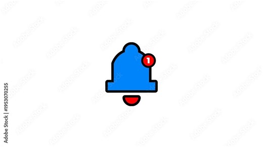 notification bell icon with a red accent and a small red notification bubble indicating an alert, on a clean white background