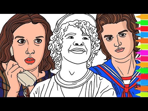 Coloring Stranger Things Eleven, Steve, Dustin, Eddie, Lucas, Mike | Stranger Things Coloring pages