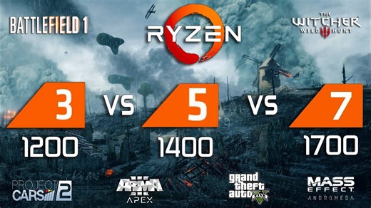Ryzen 3 vs Ryzen 5 vs Ryzen 7 test in 6 games