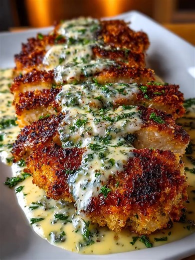Parmesan Crusted Chicken Garlic Ingredients → Chicken 2 boneless, skinless chicken breasts → Crust Mixture 65 grams all-purpose flour 25 grams grated Parmesan cheese 1 teaspoon garlic powder 1/2 teaspoon onion powder 1/4 teaspoon salt 1/8 teaspoon black pepper → Creamy Garlic Sauce 115 grams unsalted butter 60 millilitres heavy cream 2 garlic cloves, minced 1/4 teaspoon salt 1/8 teaspoon black pepper Instructions Preheat oven to 200°C. Line a baking sheet with parchment paper and set aside. In a