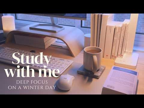 5-HOUR STUDY WITH ME ☁️ Deep Focus on a Winter Day | ✍️ Background Noise | No Music | Pomodoro 60/15
