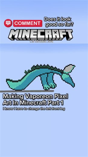 #CapCut Making Vaporeon Pixel Art In Minecraft Part 1 #pokemon #minecraft #pixelart #vaporeon