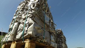 Baled Aluminium Scrap Cube After Hydraulic Press Process Prepared for Recycling and Reuse