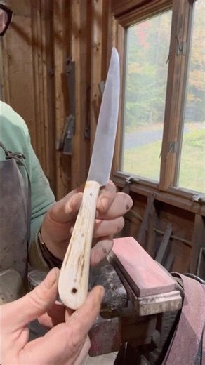 Final edge before stropping classic stag fillet knife