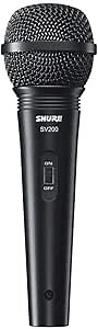 Shure SV200-W Multipurpose Cardioid Dynamic Vocal Microphone with Dent Resistant Ball Grille, On/Off Switch and 15' XLR-to-1/4" Cable