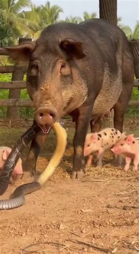 Big Snake vs Brave Mother Pig!🐍🔥