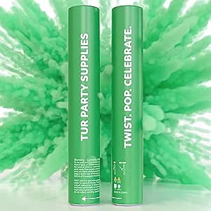 Green Powder Cannons Smoke Bombs Biodegradable Poppers | 2 Pack | Launch 25 ft Far | 12 inch | Decorations For Photoshoots, Gender Reveal, Celebrations, Festivals, and Parties | TUR Party Supplies