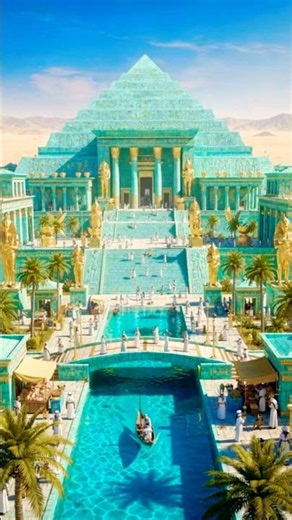 Pyramid of the Future: A Blue Crystal and Gold Masterpiece #shorts