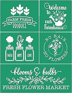 JAJADO Fresh Flower Market Silk Screen Stencils Reusable Screen Print Stencils Farm Sign Chalk Paint for Crafts Burning Stencils Painting on Wood/Fabric/Glass/Wall/Canvas/DIY Farmhouse Decoration