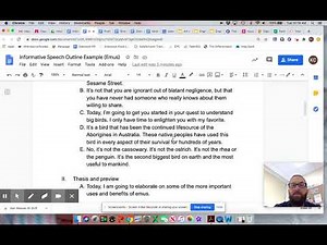 Making an outline for informative speech
