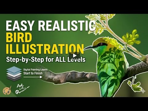 How to Draw a Realistic Bird:/Step-by-Step Illustration/Realistic Bird Drawing for Beginners