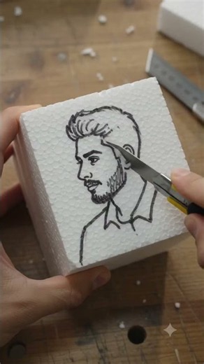 Turning a Simple Styrofoam Block into a Detailed 3D Sculpture! 😱🔪✨