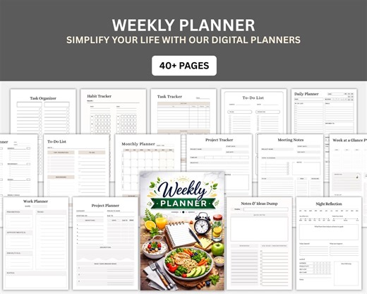 Weekly Planner Template: Week Productivity & Schedule Organizer, Weekly Task Tracker, Instant Download - Etsy