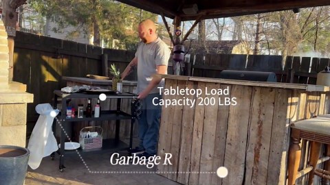 Xilingol Outdoor Grill Cart, Pizza Oven Stand Table with Wheels for Outside Patio, Heavy Duty Movable Outdoor Cooking Prep Table BBQ Cart for Backyard, Camping and Parties