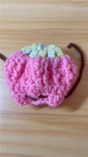 -かぎ針編み- 🍓いちごの上だけ巾着作りmovie 編み物 crochet