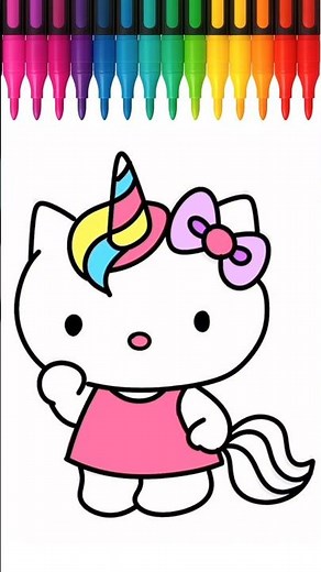 How to Draw Hello Kitty Unicorn | Easy Drawing for Kids Shorts