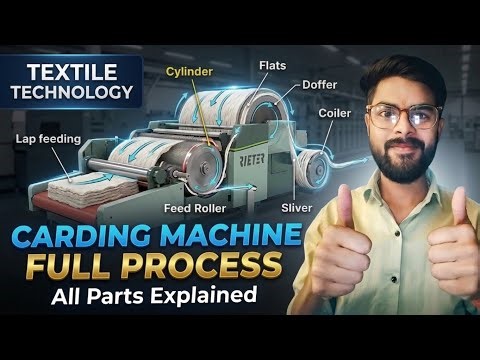 Carding machine full process and all parts explained !! Spinning technology 2nd #textiletechnology