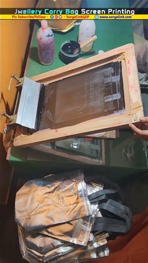BOPP Carry Bag Screen Printing Process by #suryalinkgkp #carrybag #screenprintinghindi