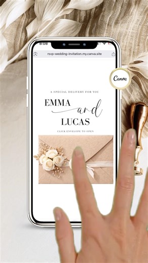 Save the Date Wedding Invitation with RSVP Link 💌 Clickable Envelope Canva Template #SaveTheDate
