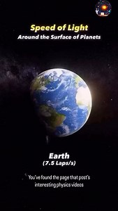 Follow @physics_unplugged | video description 👇 Visualization of Speed of light on the surface of different planets in our solar system. The speed of light is considered a fundamental constant of nature. The value of speed of light in vacuum is 299,792,458 meters per second. This video shows that how fast light travels in cosmic scale. Compared to Earth it is very fast but It can be observed that at the bigger scale like around the Jupiter it seems to be slow. The value of the speed of light is