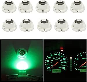 WLJH 10x Green T4.7 Neo Wedge Led 3030 SMD 12mm Base Car Instrument Cluster Dash Gauge Bulb HVAC AC Heater Climate Control Bulbs Switch Lamps Interior Light Replacement