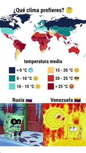 Temperatura media por país 🌡️ #Geografía #Clima #Tiempo #MapaMundial