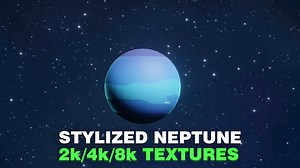 Stylized Planet Neptune 3D Model 2k/4k/8k Textures