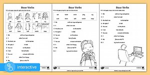Interactive PDF: Base Verbs Gap Fill Differentiated Worksheet