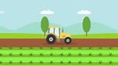Seamless loop tractor on a farm 2d animation cartoon in 4k