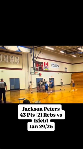 Next Up BC on Instagram: "jackson_pet1220 is HIM 🗣️ 43 PTS | 21 REB vs Isfeld (Jan 29, 2026) Dominant inside, relentless on the glass, and running the floor for alley-oop finishes. Different level. #bcbasketball #ballislife #NextUp"