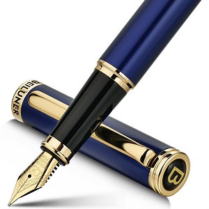 BEILUNER Blue Fountain Pen,Stunning Luxury Pen,24K Gilded Nib(Medium),Gorgeous 24K Gold Finish,German Schneider Ink Converter,Trustworthy Pen Gift for Men&Women-Elegant, Reliable,Nice Pen for Writing