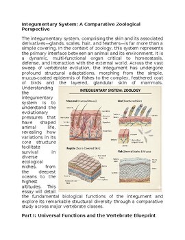 Integumentary System in Zoology Sub-Plan Classwork Homework