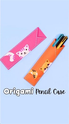 DIY Origami Pencil Case 🐈 | Easy Paper Craft #shorts #origami