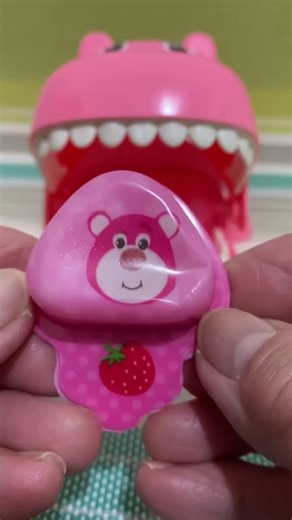 The pink hippoputamus dentist want to eat pink strawberry candy # asmr #viral #short