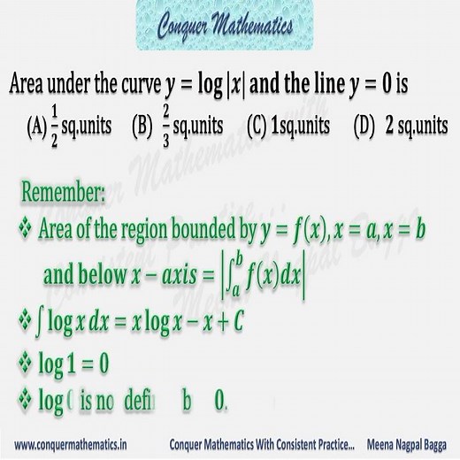Class 12 Mathematics -APPLICATIONS OF INTEGRATION -MCQs - CBSE -DOEDELHI -JEE-NDA-CUET - XII-AOI-3