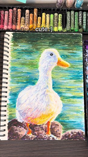 Cute Duck Oil Pastel Drawing Tutorial