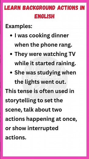 Past Continuous Tense | Learn Background Actions in English