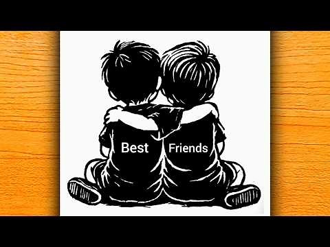 Friendship Day Drawing | Best Friends Forever Sketch Art | Emotional Cute Pencil Drawing for BFF