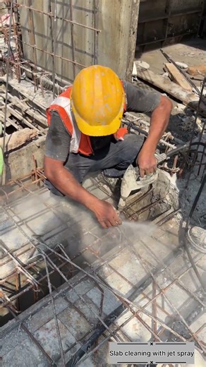Slab cleaning with high speed jet spray. #CivilEngineeringThings