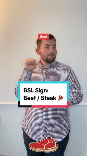 Today’s new Sign in British Sign Language is? Today’s sign is #Beef / #Steak ! Join me everyday for new signs in British Sign Language! #deaf #bsl #signlanguage #roastbeef #beefjoint #ribeye #sirloin #🥩 Note: I’m from the South UK so some signs are regional! @thebeefyboys @beefeatergin @hwbutchers12 @flatironsteak | The Deaf Chef