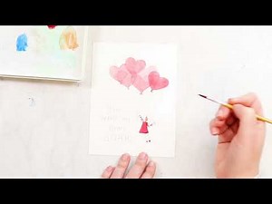 Easy Watercolor Heart Balloons Valentine's Card Tutorial for Beginners