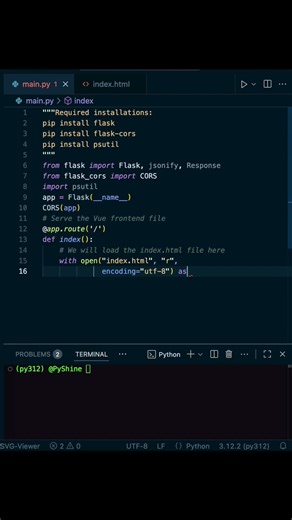 CPU Monitoring App - Part 2/3⚡️ #short #coding #programming #python #javascript