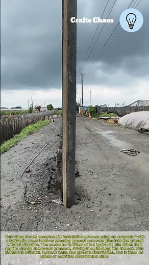 Concrete Pile installation process with excavator hydraulic press