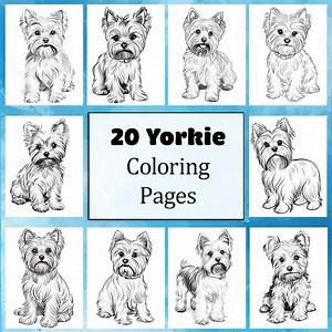 Yorkie Coloring Pages, Pet Portrait, 20 Prints, Printable Coloring Page, Coloring for Adults and Kids, Instant Download, Commercial Use - Etsy