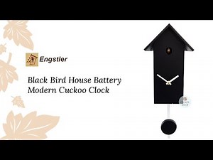Black Bird House Battery Modern Cuckoo Clock 29cm By ENGSTLER