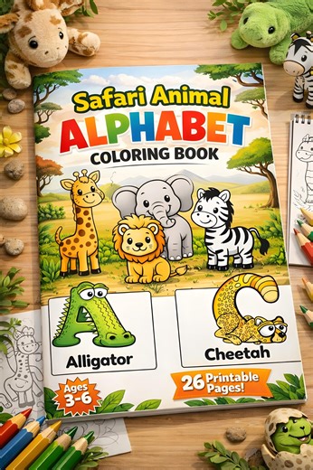 Safari Animal Alphabet Coloring Pages for Preschoolers (ages 3-6) (digital Download) - Etsy