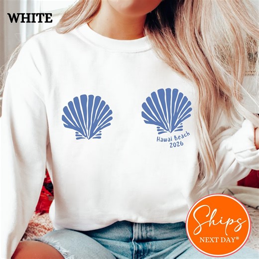 Seashell Bra Crewneck, Coastalcore Mermaid Sweatshirt, Mermaidcore Tee, Beachy Summer Hoodie, Custom Beach Tee, Custom Sea Shell Hoodie - Etsy